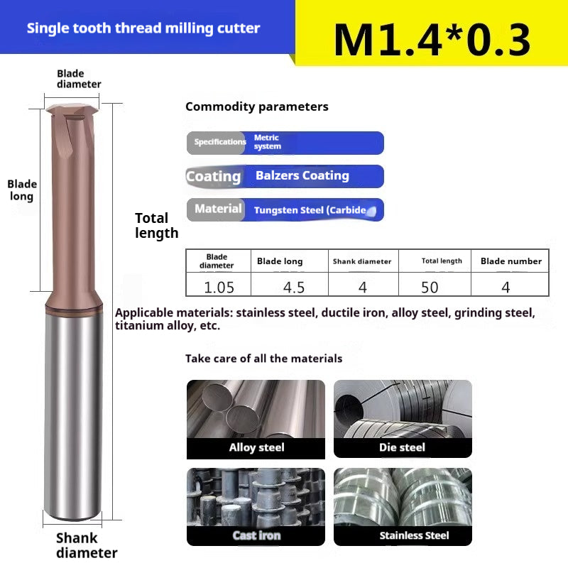 6032 60 degree thread milling cutter single thread, three threads, full thread CNC machining center tungsten steel alloy coated milling cutter can be customized Shandong Denso Pricision Tools Co.,Ltd.
